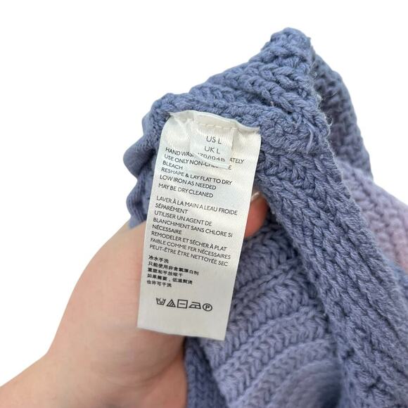 Free People Come Together Purple Blue Ombre Sweater Tunic Size Large - Picture 11 of 13